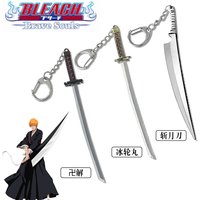 Anime Bleach Kurosaki Ichigo Zangetsu Keychain Tensa Zangetsu Zanpakuto Pendant Key Chain for Men Car Keyring Gift