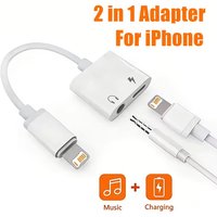 2 in 1 iOS to 3.5mm Jack Audio Charging Adapter For iPhone X XS 11 12 13 14 Pro Max XR Headphones Audio Cable Connector Splitter
