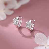 925 Silver Needle Flower Hoop Earrings For Women Party Classic Fine Jewelry Light Luxury Plant Accessories