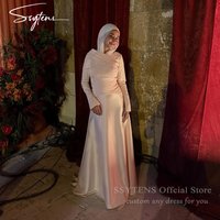 SSYTENS Pink Evening Dresses Elegant O Neck A Line Modest Wedding Prom Dress Flowing Hand-pleated Prom Party Dresses Customized