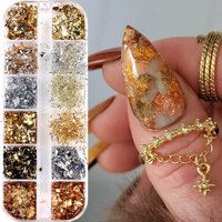 Aluminum Leaf Nail Art Sequin Gold Silver Flakes Irregular Foil Sticker Wire Decor DIY Charm Paillettes Bonzer Sparkle Accessory
