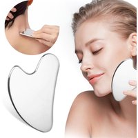 Portable Stainless Steel Heart Shaped Scraping Facial Massager for Tightening Jawline Relaxing Eye and Facial Skincare Tools