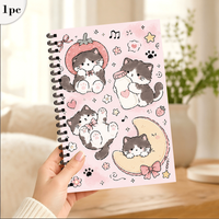Strawberry Cat themed Notebook 1pc, Blank Lined Pages, Ideal Gift for Note-Taking, Inspiring for Everyone, Perfect for Students