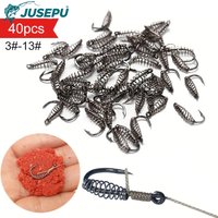40pcs Equipped with a Spring Cage, Barbed Spring Sleeve, Hook for Fishing, and Fishing Accessories