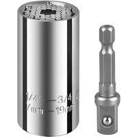 1/4-3/4 Inch 7-19mm Sliver Universal Socket Set with Wrench Power Drill Adapter Magic Multi Hand Tools- Tool Present for Man