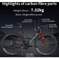 SAVA CRN R9 Carbon Fiber Electronic Shift Competition-Grade Aerodynamic Road Bike 24-Speed with SHIMANO DURA-ACE 9270 Di2 kit