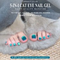 PERFECT COLOR All-in-One Cat Eye Gel Teal Blue Cat Eye Gel Nail Polish 8ml, Magnetic Shimmer UV LED Soak Off, Long Lasting