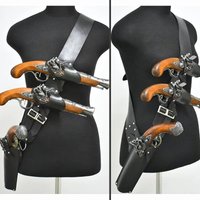 Pirate Leather Shoulder Belt Flintlock Holster Steampunk Blunderbuss Pistol Gun Holder Buccaneer Cosplay Costume Baldric L NM261