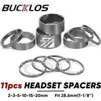 11pcs BUCKLOS Bicycle Aluminum Alloy Washer 1-1/8'' Stem Fork Spacers 2/3/5/10/15/20mm Road MTB Headset Spacer Bike Accessories