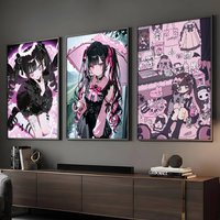 Cartoon Cute ANIME J-Jirai Kei Poster Sticky Wall Art Printing Waterproof Home Living Bed Room Bar Aesthetic Decor