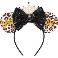 New Leopard Print Headband Crown Mouse Ears Headbands for Girls Kid Women Party Sequins 5"Bow Hair Accessories Adult Hairbands