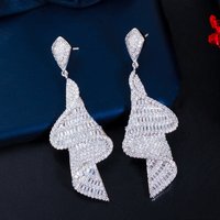ThreeGraces Sparkling White Cubic Zirconia Long Geometry Dangle Earrings for Women Fashion Party Bridal Wedding Jewelry E1089
