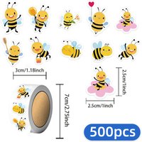 500PCS Small Bee Small Pattern Decorative Roll Stickers Laptop Envelope Sealing Stickers Waterproof Stickers