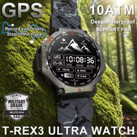 Military Smart Watch T-Rex 3 Bulit-in GPS Compass Altimeter Barometric 10ATM IP69K Waterproof AMOLED Bluetooth Call Smart watch