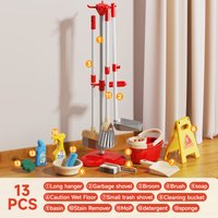 8/13pcs Kids Cleaning Toy Set - Detachable Mop & Broom, Household Sweeping Tools with Accessories, Children's Pretend Play