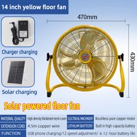 16 inch Solar Floor Fan Rechargeable Battery Fans High Velocity Portable Camping Outdoor Fan with Metal Blade Cordless Fan