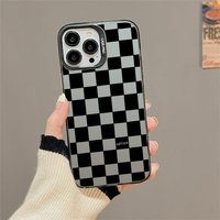 Geometric Checkered Pattern Phone Case For Samsung Galaxy A56 A55 A16 A15 A54 A53 A36 S25 Ultra S24 S23 Plus S22 S21 Matte Cover