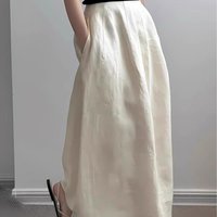 Elegant Skirt 2025 Spring and Summer Simple Temperament Japanese Big Swing Pocket Women's Flower Bud Skirt