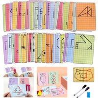Creative Kids Lattice Symmetrical Drawing Toys Toddler Fine Motor Skill Concentration Train Tracing Reusable Painting Cards Gift