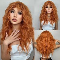 HENRY MARGU perruque synthétique rouge gingembre cuivre jaune pour femmes perruques longues ondulées bouclées avec frange Cosplay fête cheveux résistants à la chaleur