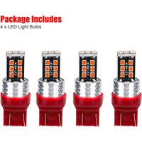 4pcs 7443 7440 LED Red Strobe Flash Blinking Brake Stop Tail Parking Light Bulbs