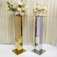 2 PCS Flowers Vases Stainless Steel Wedding Table Centerpieces Event Road Lead Party Pillar Vase Flower Rack Home Decoration