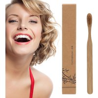 Biodegradable Eco-Friendly Natural Bamboo Toothbrush, Oral Care Stain Removing Wooden Toothbrush Portable for Travel Daily Use