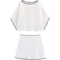 European and American style women's clothing new 2026 fashion contrasting embroidery knit sweater vest half skirt set