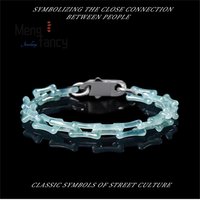 Natural A-grade Jadeite Blue Water Snake Bone Bracelet Ice Jade Steel Titanium Hip-hop Personalized Trendy Couple Luxury Jewelry