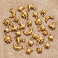 20pcs Stainless Steel Glossy Sun Moon Butterfly Love Accessories DIY Charm Jewelry Bracelet Necklace Manufacturing Supplies