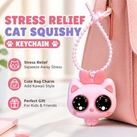 Cute Eyeball Pop Cat Squeeze Keychain Adorable Bag Hanging Charm Stress Relief Entertainment Toy Delicate Small Present Perfect