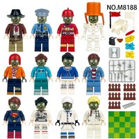 M8188 Building Block Figurine Zombie Figurine Attack Children Assemble Small Particles Building Block Toy Weapon Baseplate