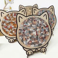 Colorful Wooden Animal-shaped Puzzle Cute Cat Dog Jigsaw Unique Puzzle For Home Decor Fun Toys For Kids & Adults Gift