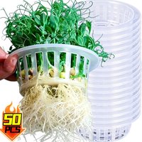 50/5PCS Garden Transparent Hydroponics Slotted Mesh Plant Cups Aeroponic Planting Heavy Duty Net Pot Soilless Bucket Basket Grow