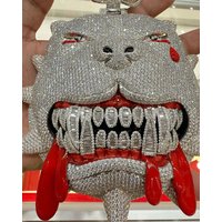 Animal Head Pendant Necklace Hip Hop Bling Crystal Red Eyes Tongue Big Teeth Chain for Men Women Trendy Streetwear Jewelry