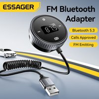 Essager FM Transmitter Bluetooth 5.3 Car 3.5mm Audio Transmitter Wireless Bluetooth Adapter Car Kit Handsfree For Phone TF Card