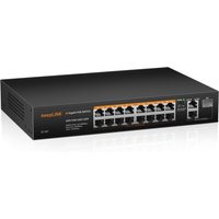KeepLiNK 19-Port-Netzwerk-Switch mit 16 x 10/100Mbps PoE und 2 x 10/100/1000GbE und 1 x SFP Uplink Plug-and-Play