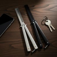 Foldable Butterfly Comb Stainless Steel Practice Knife Trainer for Learning Tricks Hair Grooming Practice Kit
