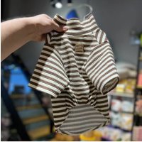 Pet Autumn/Winter High Collar Bottom Shirt Cat Two Leg Coat Striped High Collar Hoodie Dog Clothes for Small Dogs Puppy