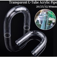 O.D 20/25/32/40mm Aquarium Transparent U-Tube Acrylic Pipe Fittings Plexiglass Elbow Connector Fish Tank U-shape Air Tube