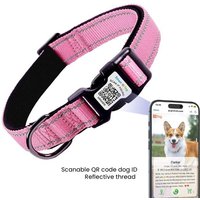 Personalized Glowing Collar Neck QR Scan Identification Addressee Reflective Dog Levrier Necklace ID for All Dogs Travel Hiking