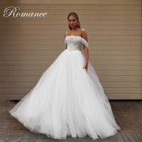 Elegant Lace Pleat A-Line Wedding Dress Women Beading Off The Shoulder Open Back Tulle Bridal Gown Vestidos De Novia Customized