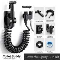 Pulvérisateur de bidet mural à double commande pour toilettes, Shattaf portable avec tuyau, pistolet de nettoyage multifonction pour hygiène féminine
