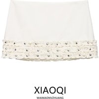 Spring 2026 Women's Mid-Waist Decorative Rivet Skirt A-Line Slim Fit Bead Embellished Skirts Fashionable New Arrival