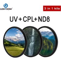 Lightdow Universal UV CPL ND8 3 in 1 Kits Lens Filter 49 52 55 58 62 67 72 77 82mm for Camera Lens Filter Kits Cannon Nikon Sony