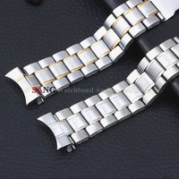 Curved End Watchband Men Women Metal Bracelets 20mm 22mm Stainless Steel Sport Strap Universal Replacement Wristband Accessories