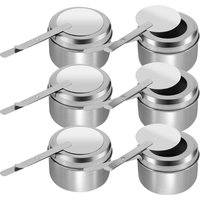 6Pcs Chafing Fuel Holder Stainless Steel Fuel Holder with Safety Cover Round Chafe Wick Fuel Holder for Chafing Dish Buffet
