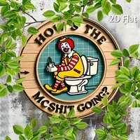 Vintage Clown iron Wall Art Sign - "How'S the Mcshit Going?" Retro Metal iron Decor, Rustic Round Wall Decoration for Home