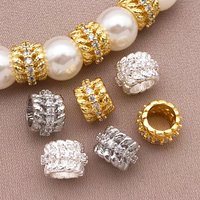 3/5pcs 18K copper plated genuine golden thick silvery white golden wheat ear large hole spacer, DIY jewelry making accessories
