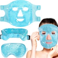 Gel Cooling Ice Face/Eye/ Bead Mask Set Hot Cold Plush Hot Cold Compress for Dark Circles, Puffiness, Migraines, Headache